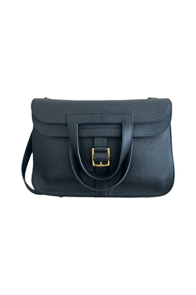 HERMES Alzan 31 Noir Clemence Leather with Gold Hardware